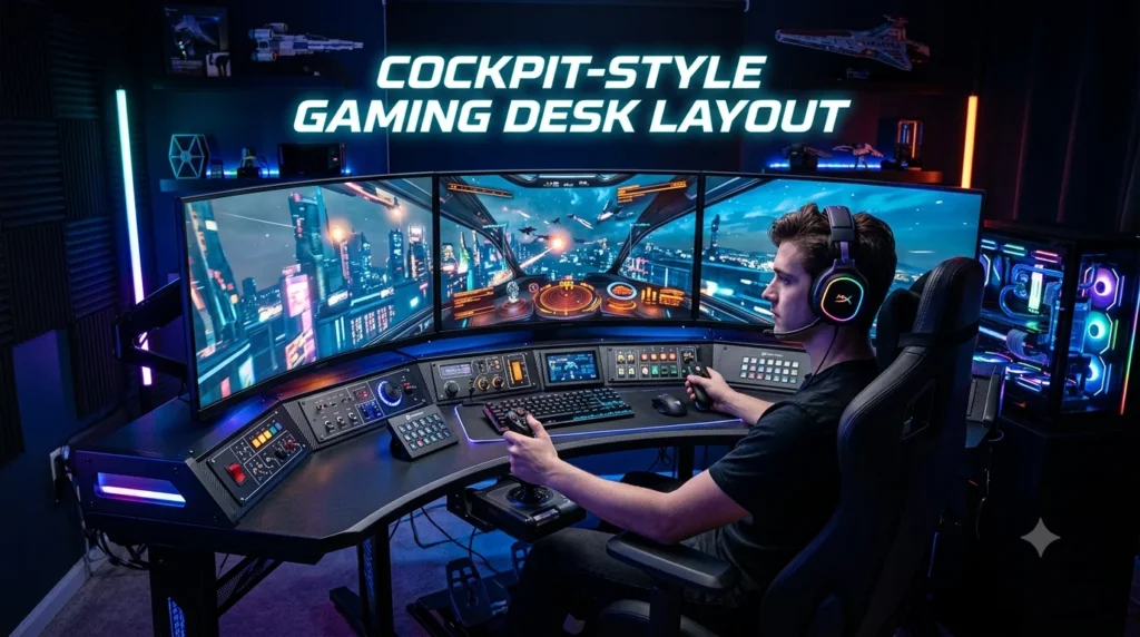 Cockpit-Style Gaming Desk Layout