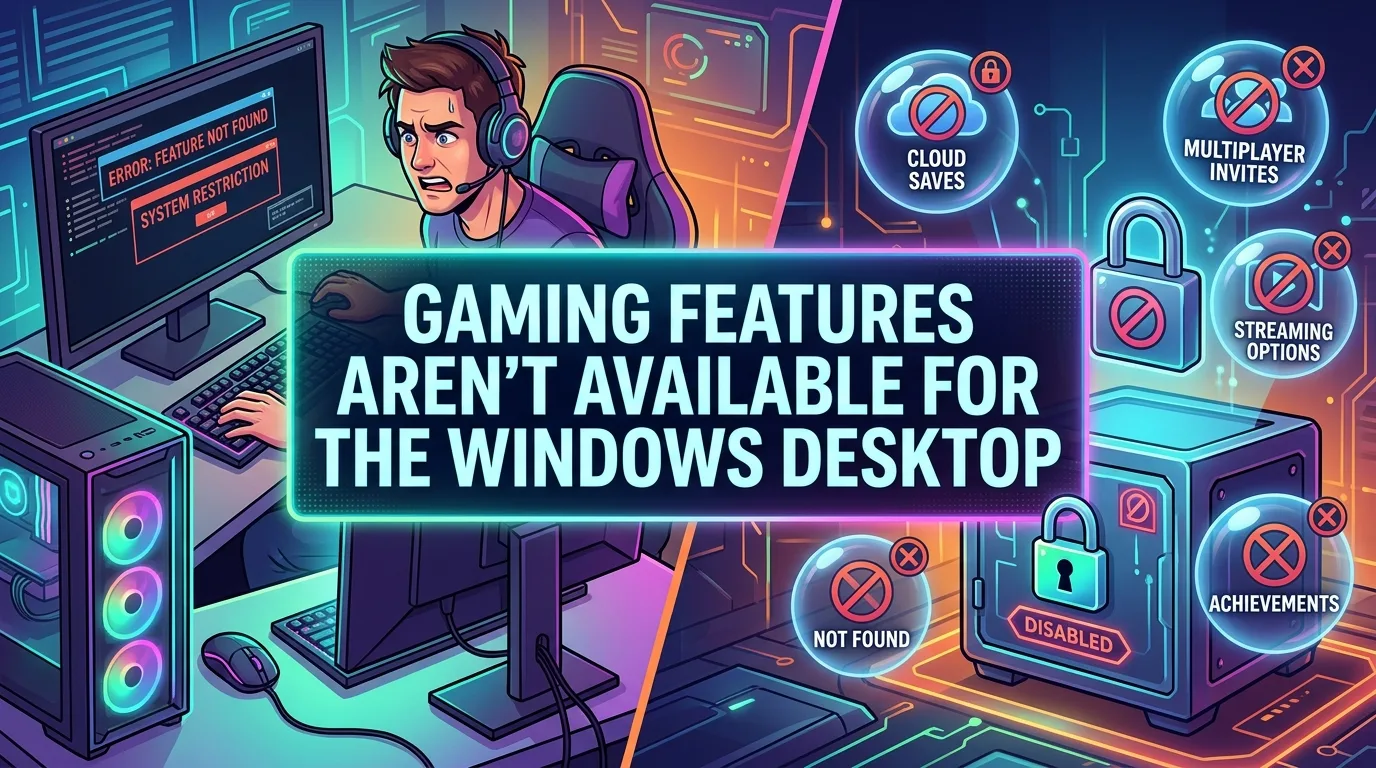 Gaming features aren't available for the windows desktop